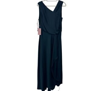 BHLDN Womens Espen Satin Bridemaid Maxi Dress Size 14 Wedding Dark Emerald Green